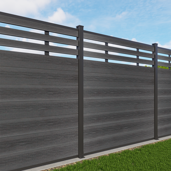 Modern Garden Lattice Top- Composite Privacy Fence, Grained Finish with 6ft Ground Post